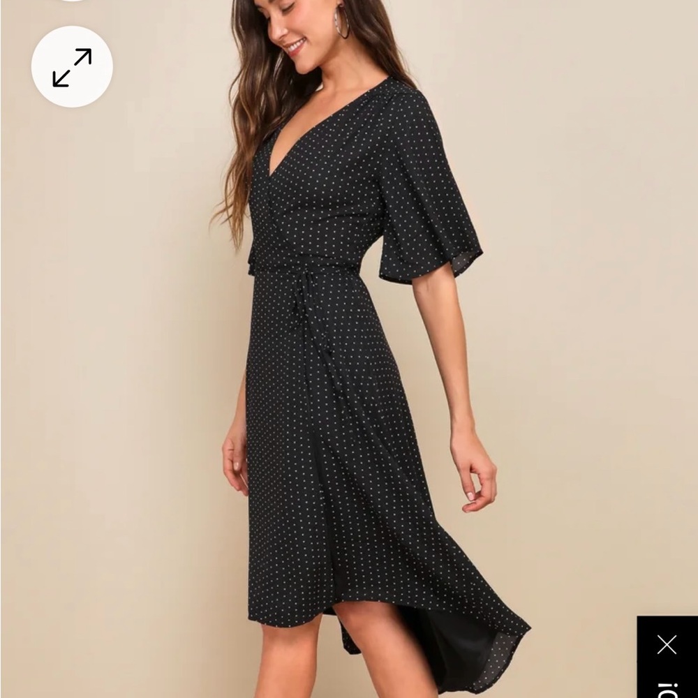 Farah Black Print Midi Wrap Dress